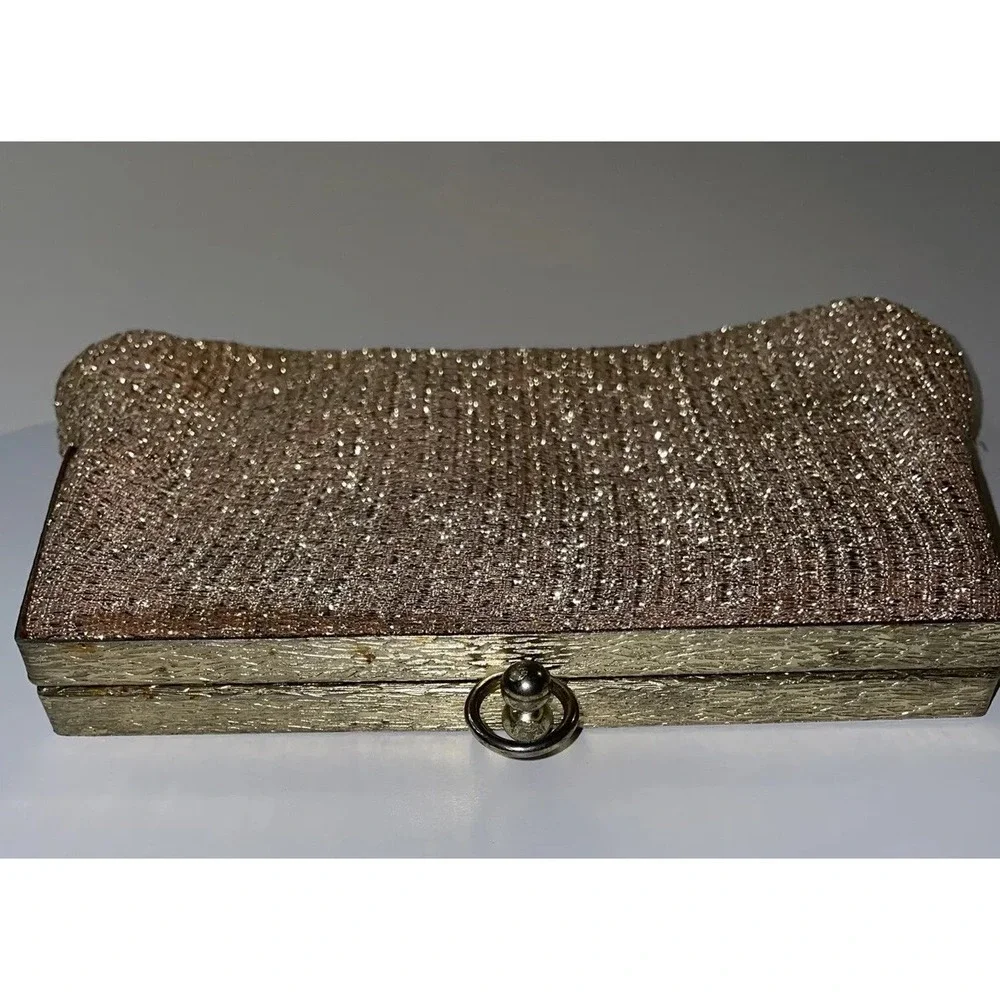 Vintage Sparkly Gold Handbag Purse Clutch 6